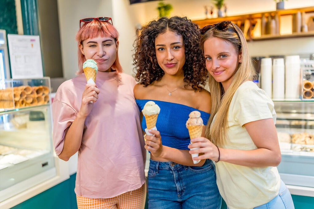 portrait of three diverse friends holding an ice c 2024 12 10 03 15 42 utc